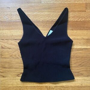 Aritzia Babaton Sculpt Knit V-Neck Tank, black, small